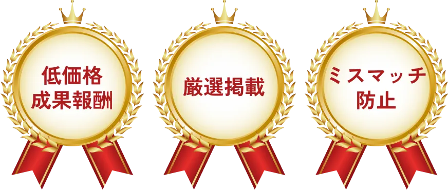 低価格成果報酬・厳選掲載・ミスマッチ防止